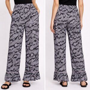 Diane Von Furstenberg Grey Patterned Pants RARE FIND Designer Flowy Sz M
